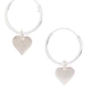 Silver sterling Heart hoop earring